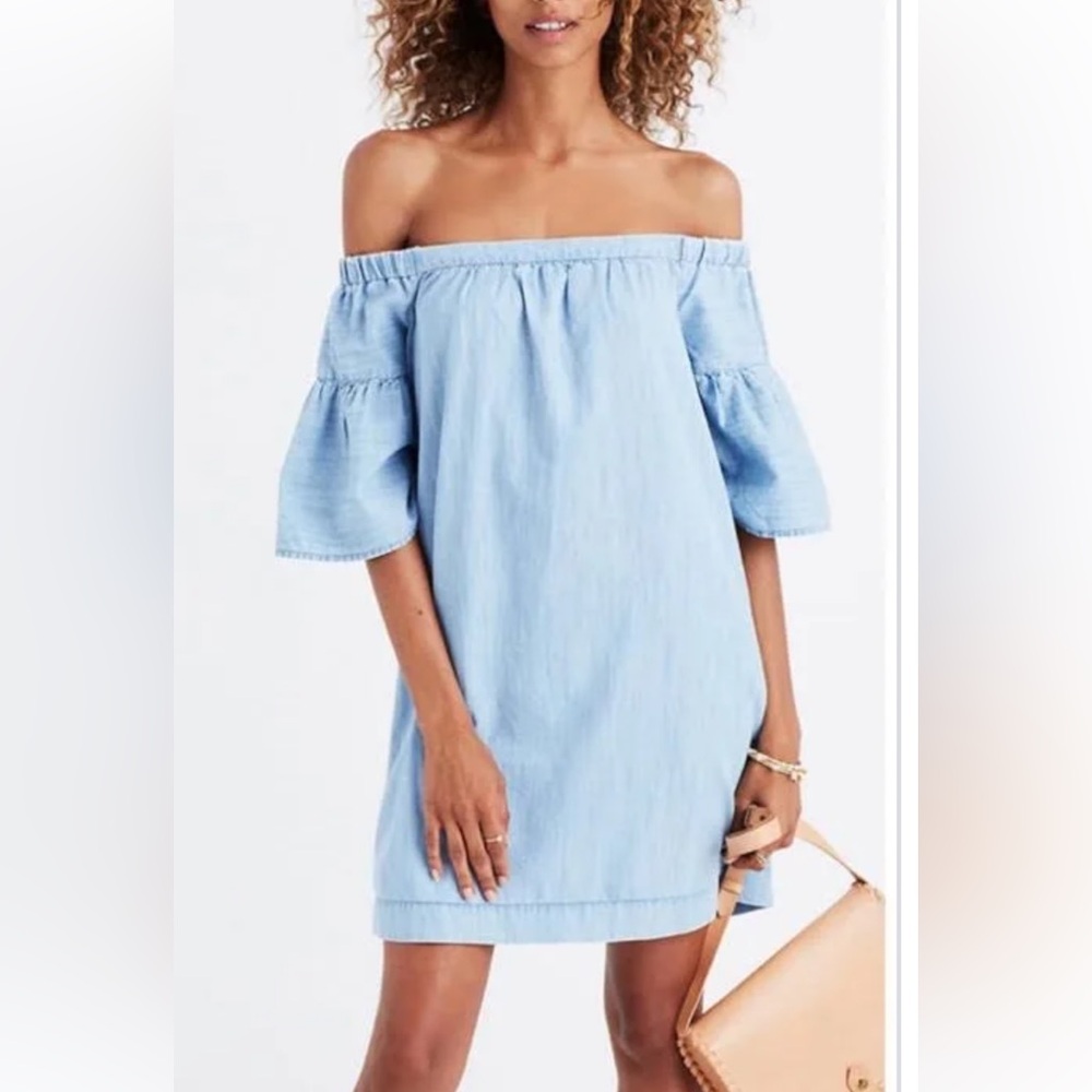 Madewell Strapless chambray dress